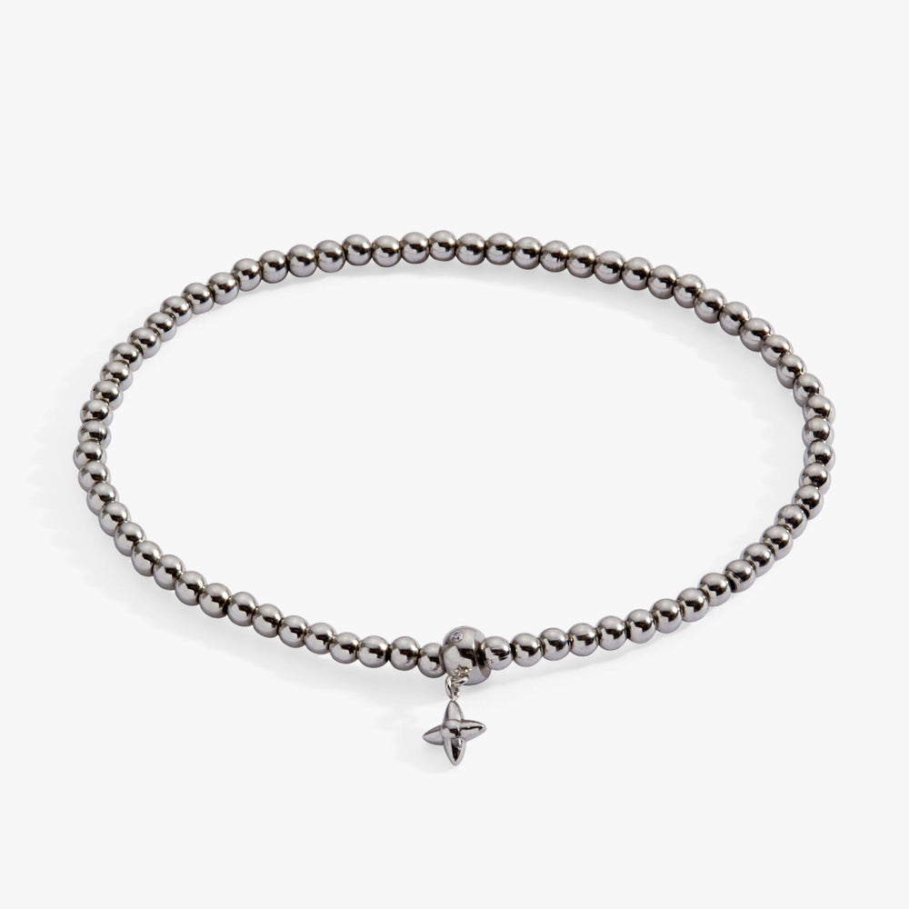 3mm metal ball bead stretch bracelet Stainless Steel Gold | Alex and Ani