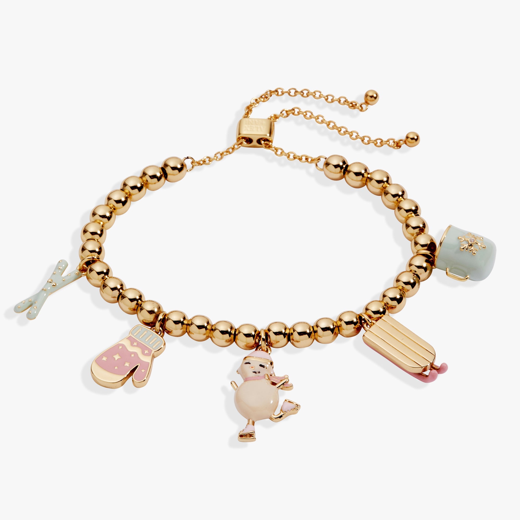 Winter Wonderland Multi Charm Bolo Bracelet Gold | Alex and Ani