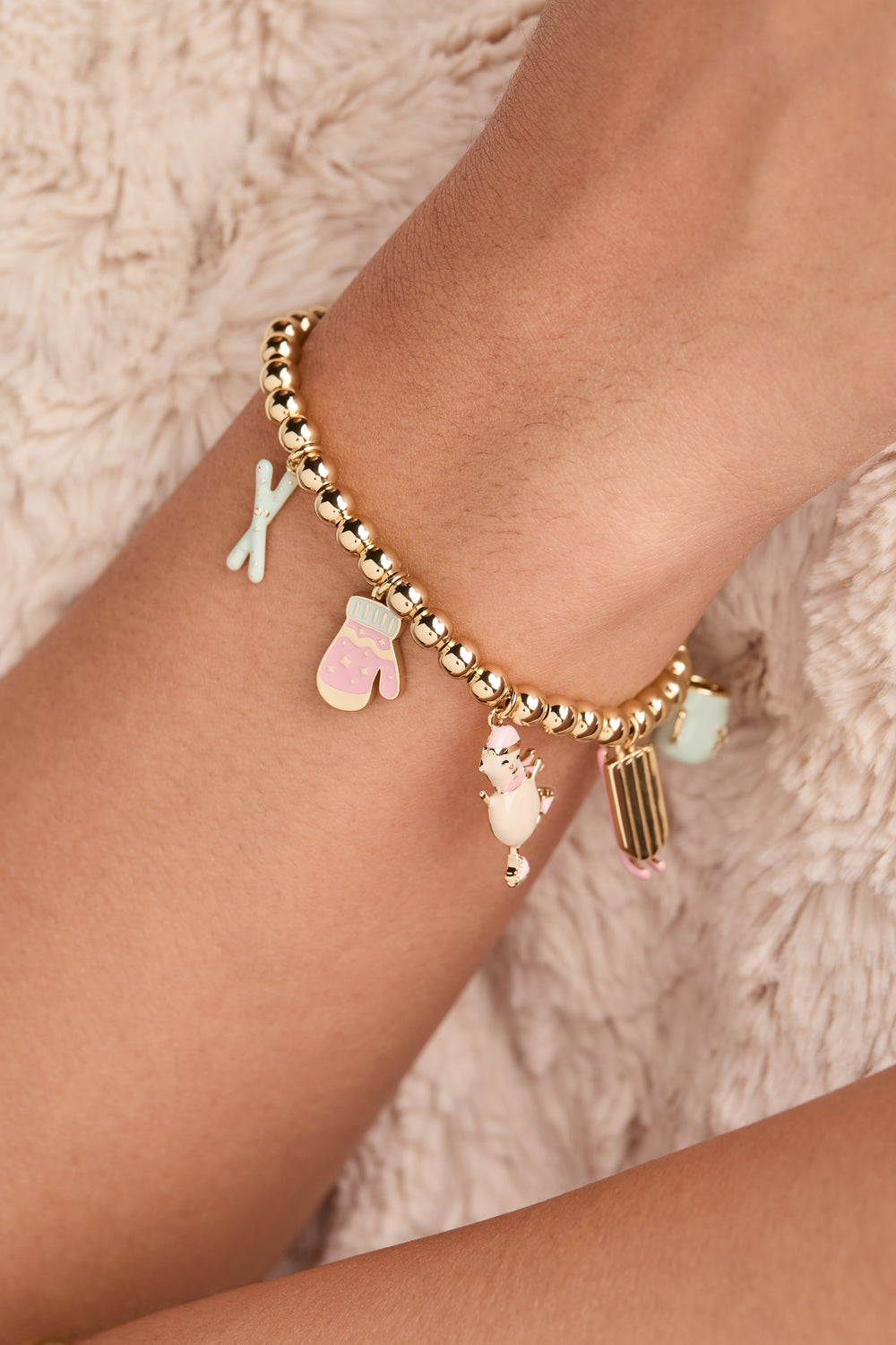 Winter Wonderland Multi Charm Bolo Bracelet Gold | Alex and Ani