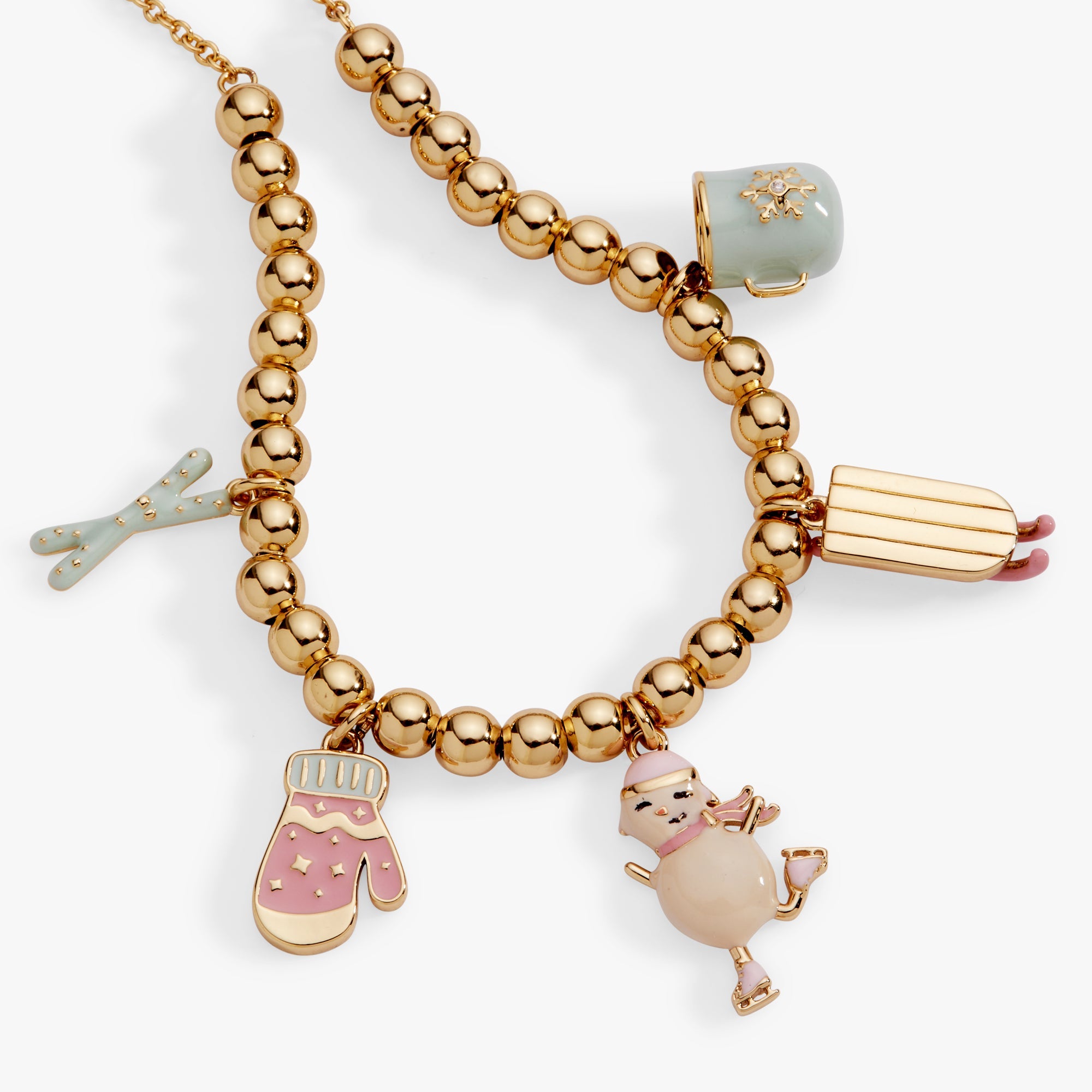 Winter Wonderland Multi Charm Bolo Bracelet Gold | Alex and Ani