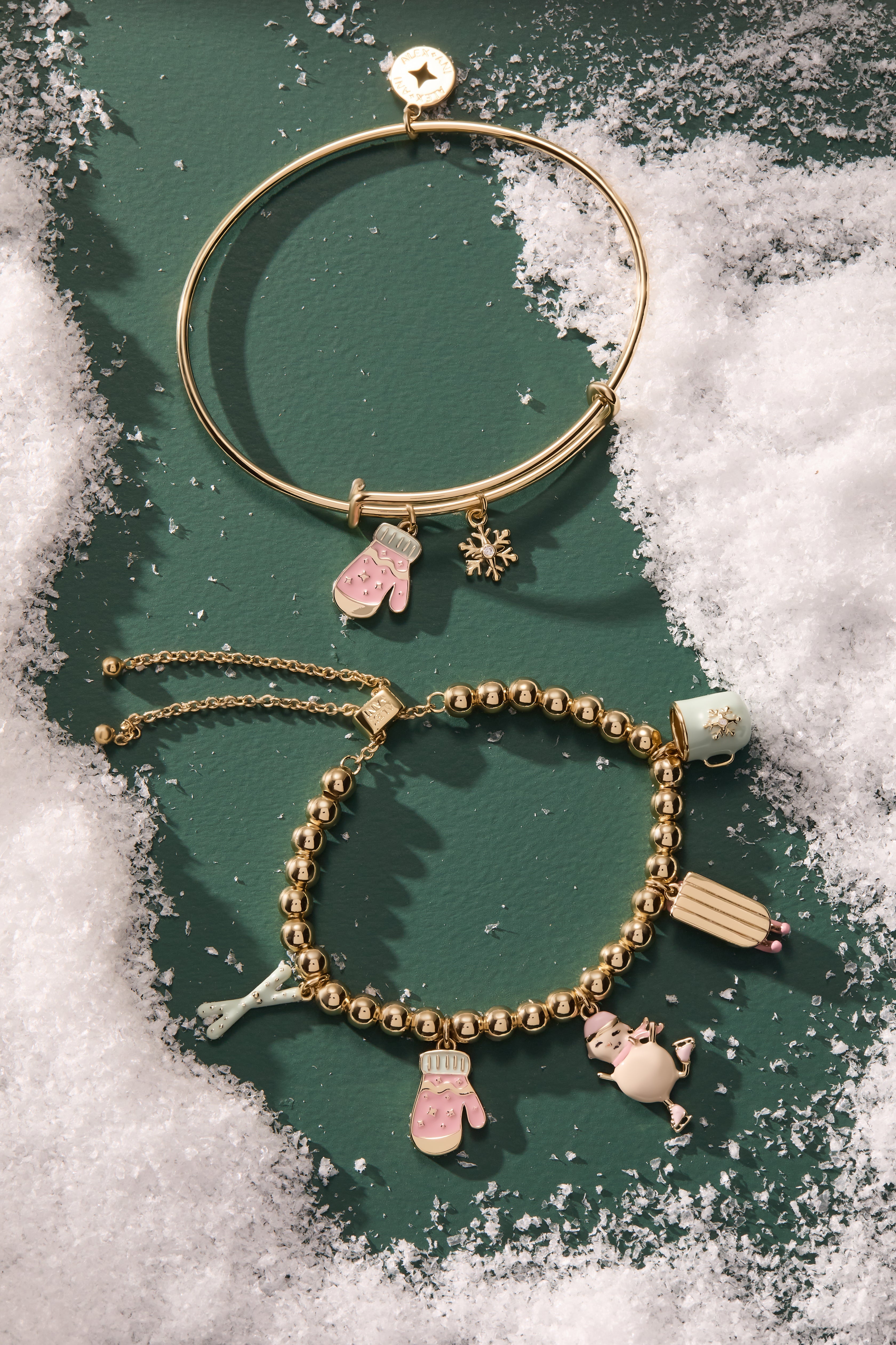 Winter Wonderland Multi Charm Bolo Bracelet Gold | Alex and Ani