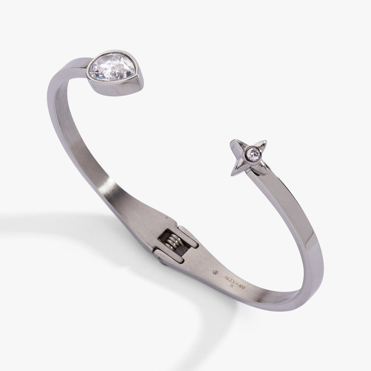 Crystal Teardrop and Star Cuff Bracelet Stainless Steel Silver | Alex and Ani