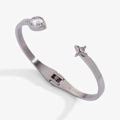 Crystal Teardrop and Star Cuff Bracelet Stainless Steel Silver | Alex and Ani