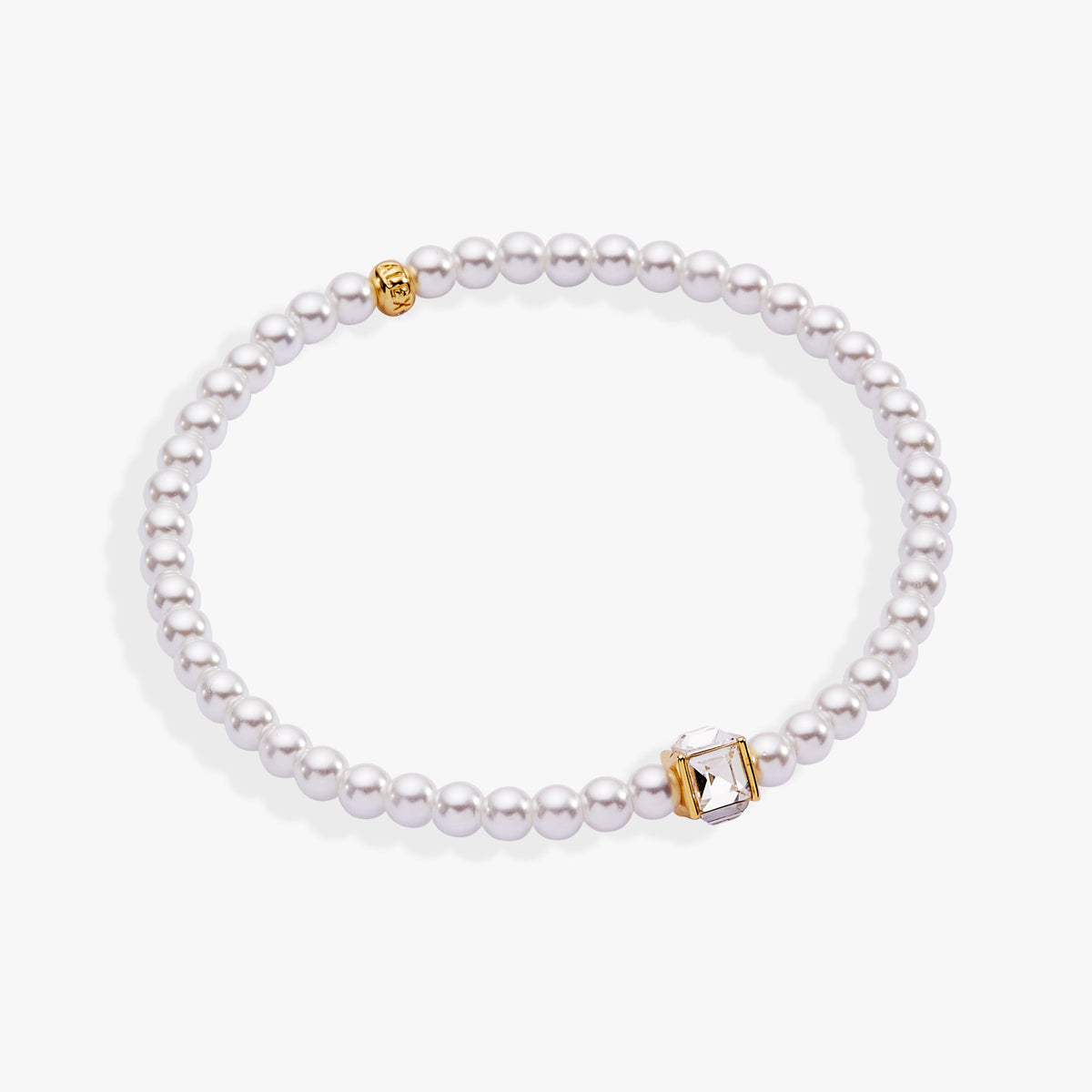 Crystal and Pearl Beaded Stretch Bracelet Gold | Alex and Ani