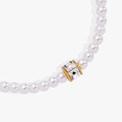 Crystal and Pearl Beaded Stretch Bracelet Gold | Alex and Ani