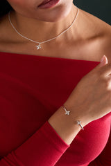 Crystal Logo Star Flex Cuff Silver | Alex and Ani