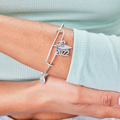 2022 Graduation Cap Charm Bangle Bracelet Rafaelian Silver | Alex and Ani