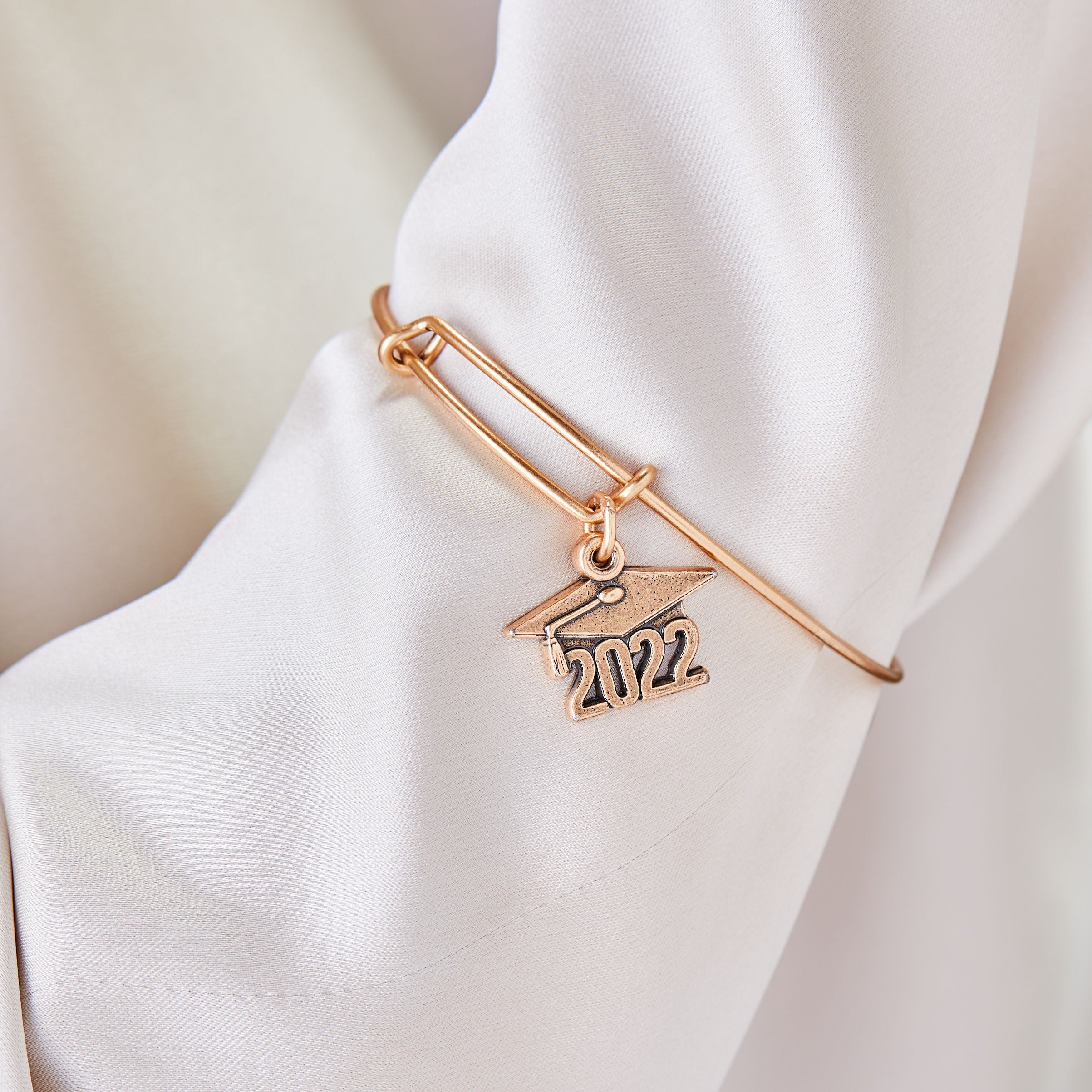 2022 Graduation Cap Charm Bangle Bracelet Rafaelian Silver | Alex and Ani