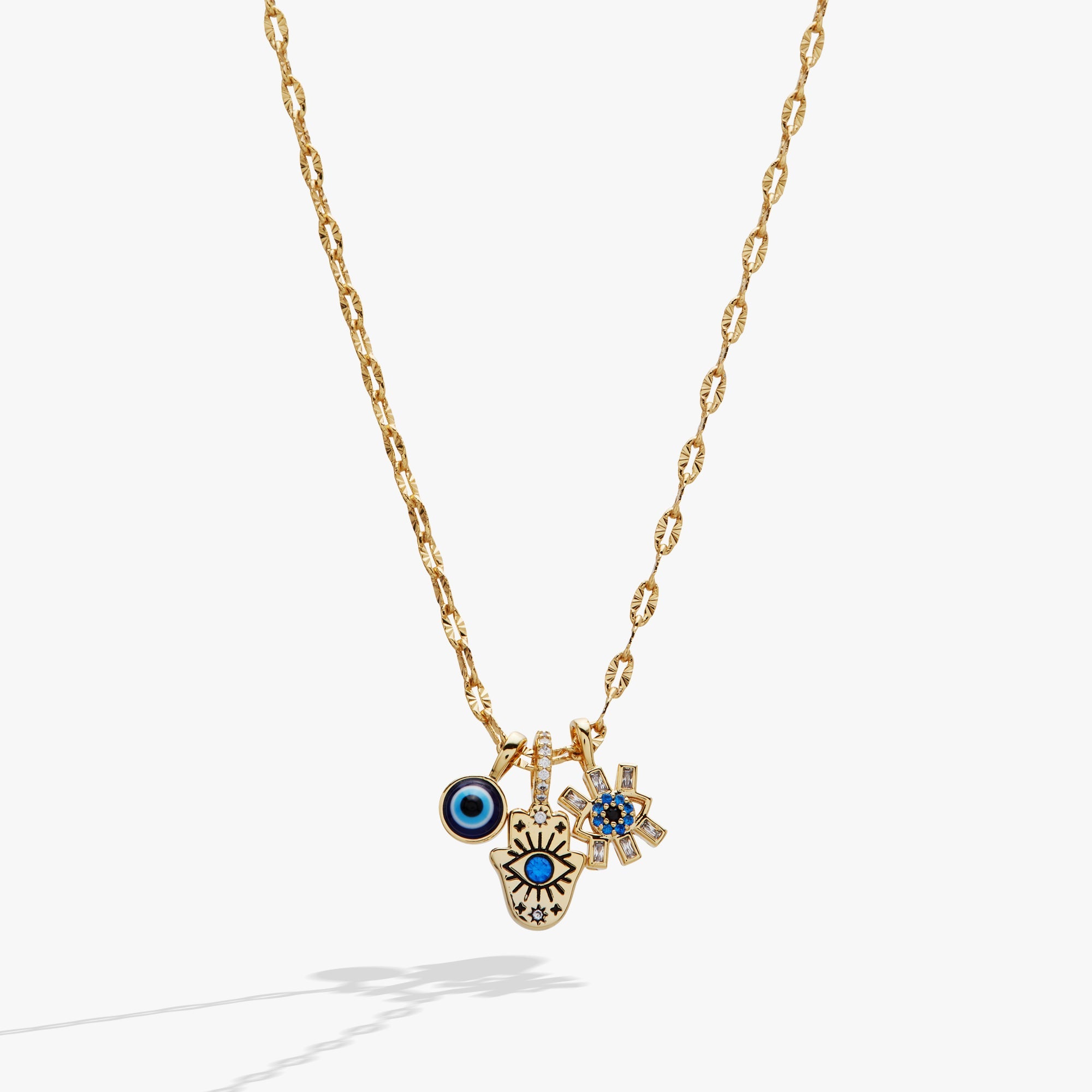 SOM - Evil Eye Triple Charm Necklace Gold | Alex and Ani