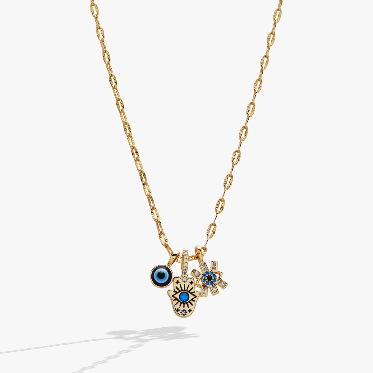 SOM - Evil Eye Triple Charm Necklace Gold | Alex and Ani