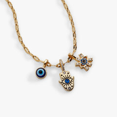 SOM - Evil Eye Triple Charm Necklace Gold | Alex and Ani