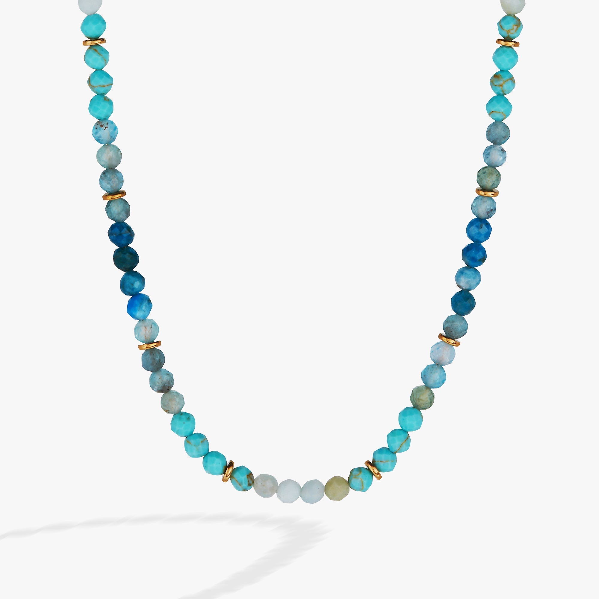 Turquoise Ombre Semi-Precious Beaded Necklace Stainless Steel Gold | Alex and Ani