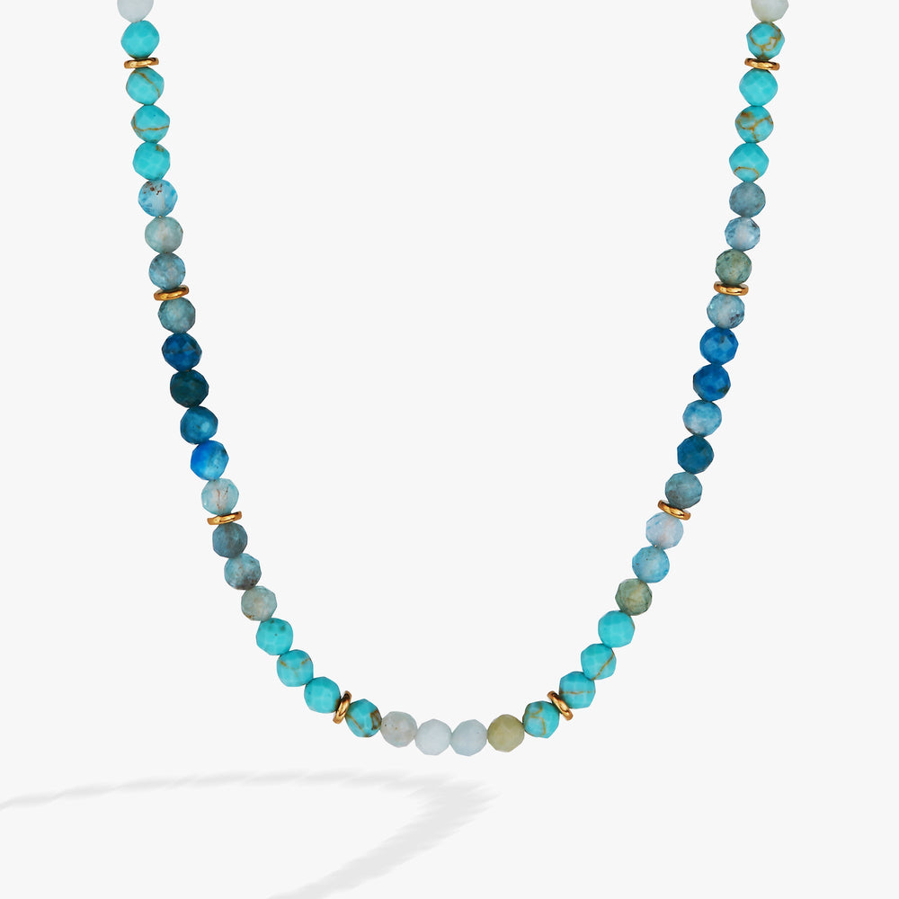 Turquoise Ombre Semi-Precious Beaded Necklace Stainless Steel Gold | Alex and Ani