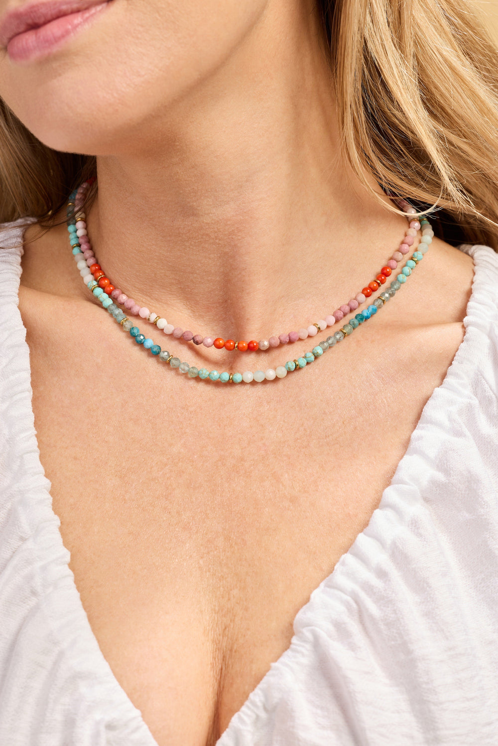 Turquoise Ombre Semi-Precious Beaded Necklace Stainless Steel Gold | Alex and Ani