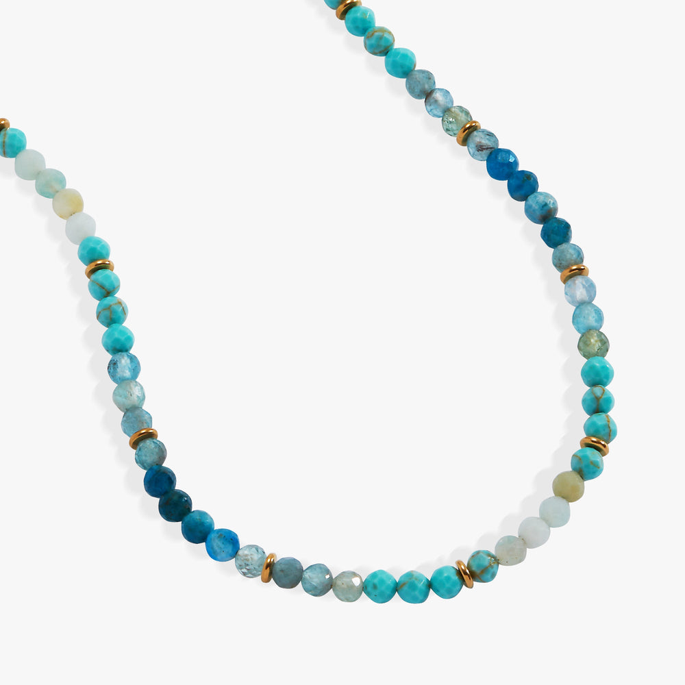 Turquoise Ombre Semi-Precious Beaded Necklace Stainless Steel Gold | Alex and Ani