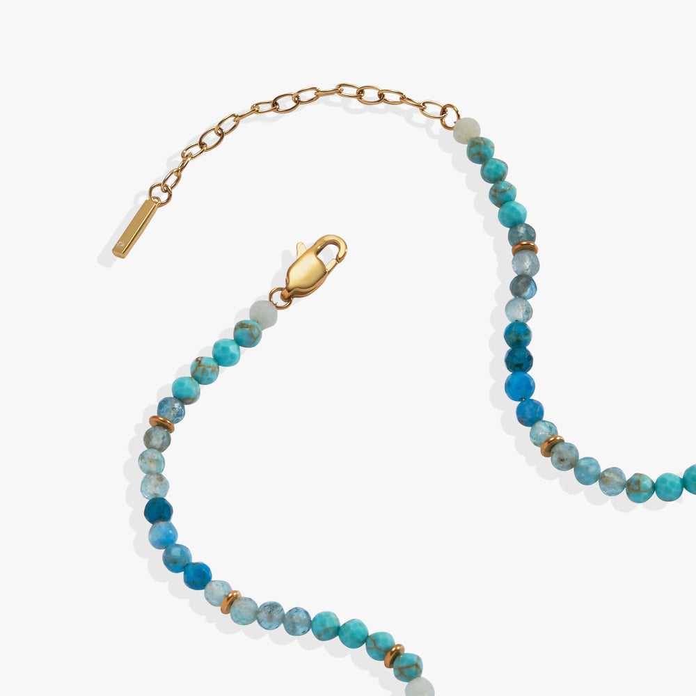 Turquoise Ombre Semi-Precious Beaded Necklace Stainless Steel Gold | Alex and Ani