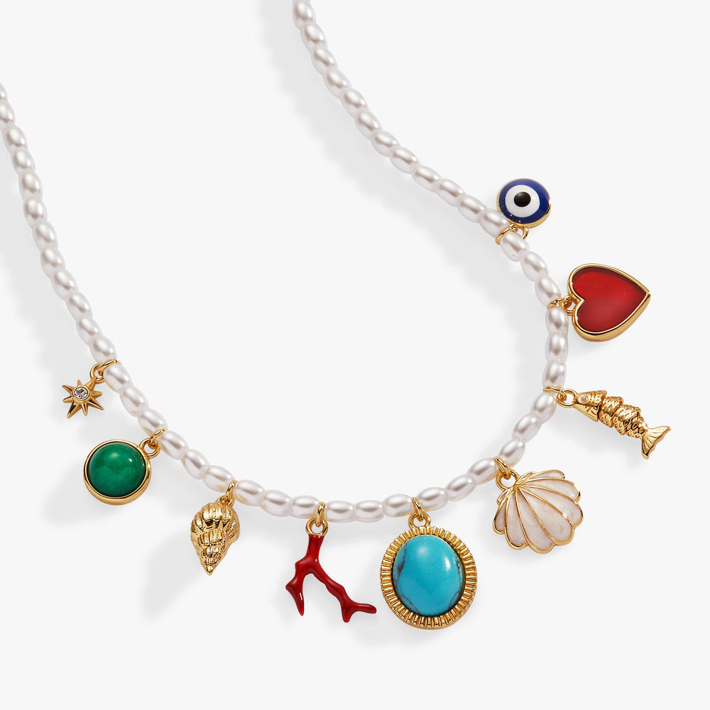 Moonlight Beach Pearl Charm Necklace Gold | Alex and Ani