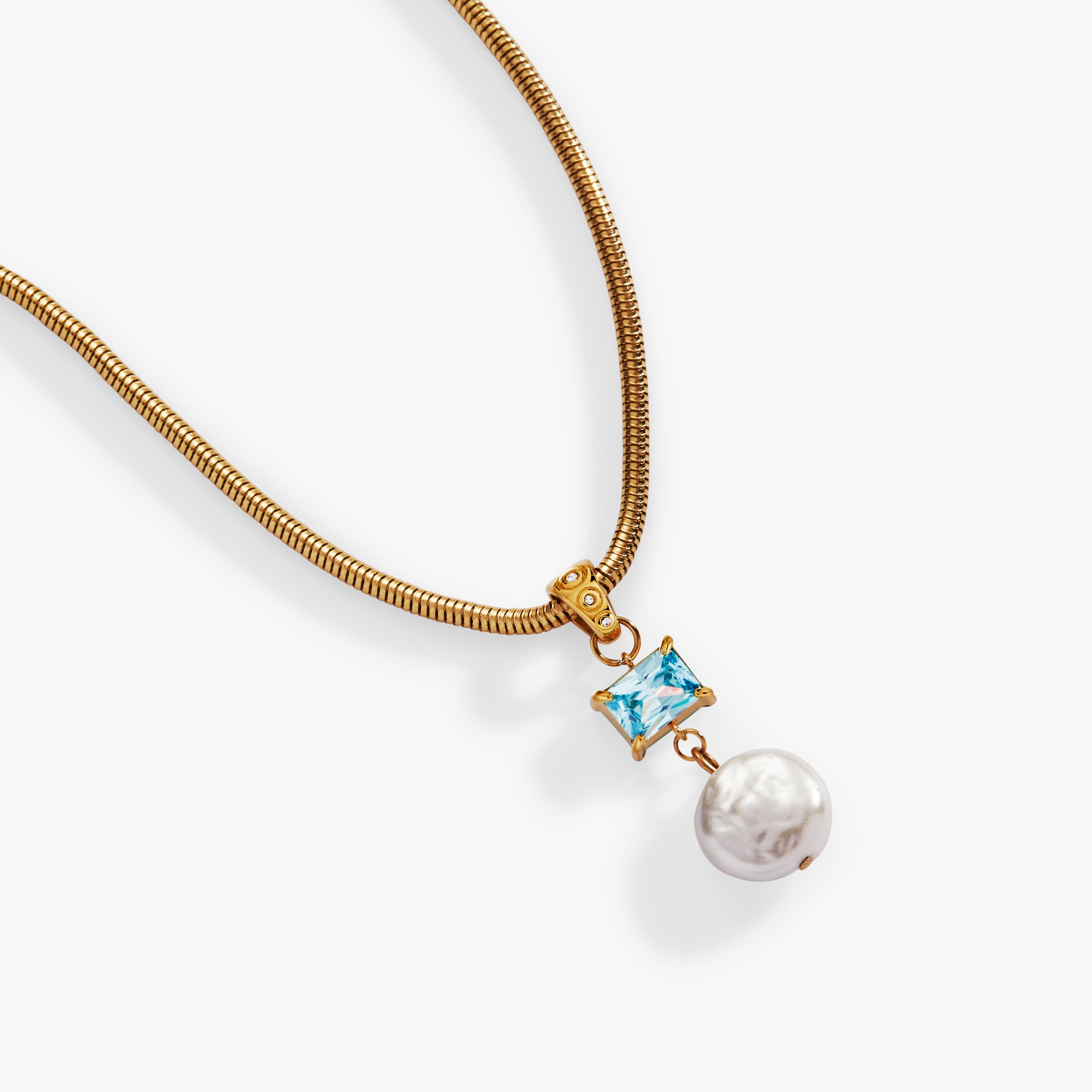 Coin Pearl Drop Pendant Necklace Stainless Steel Gold | Alex and Ani