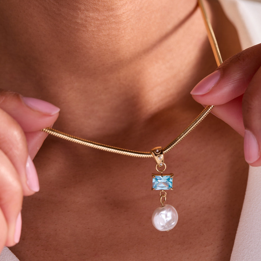 Coin Pearl Drop Pendant Necklace Stainless Steel Gold | Alex and Ani