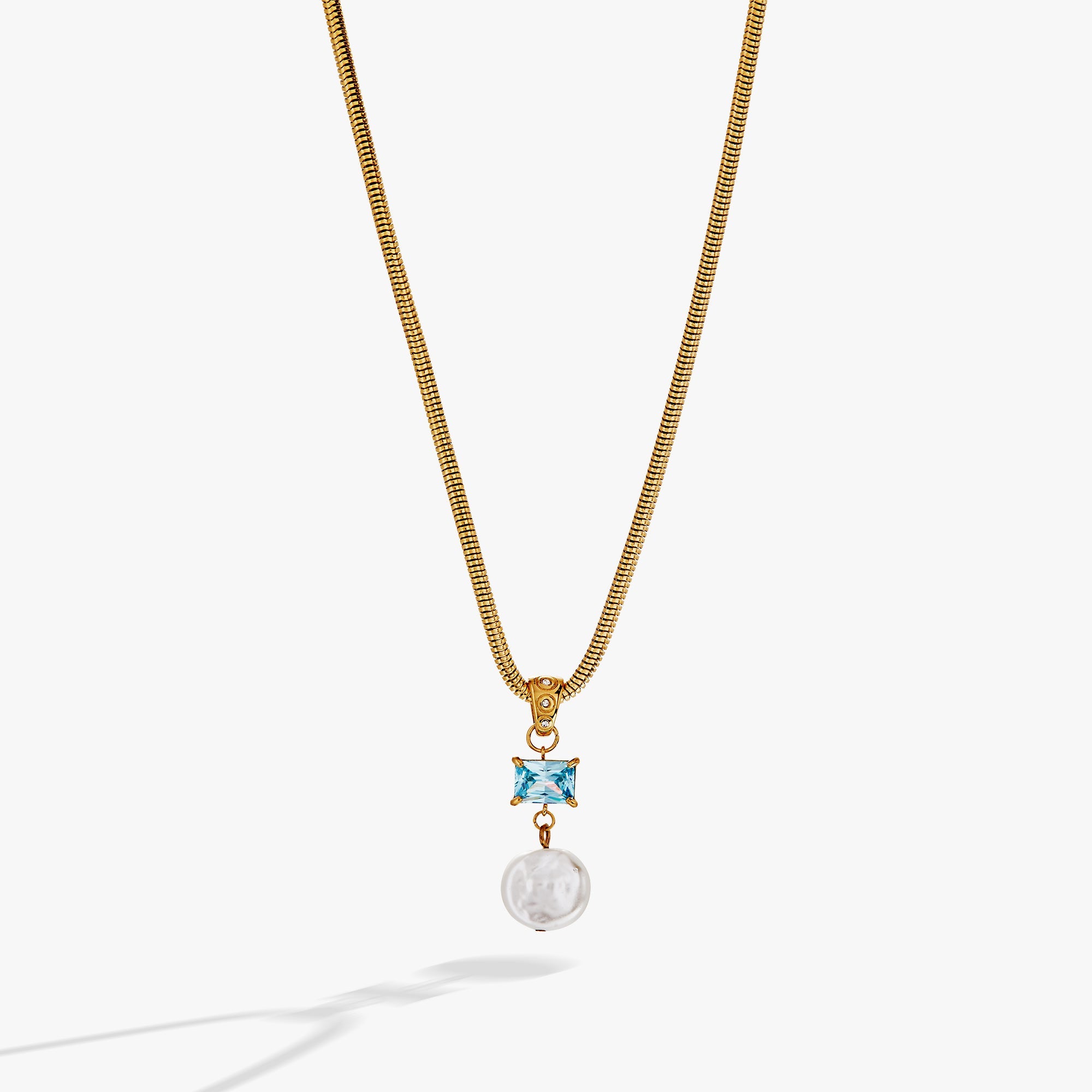 Coin Pearl Drop Pendant Necklace Stainless Steel Gold | Alex and Ani