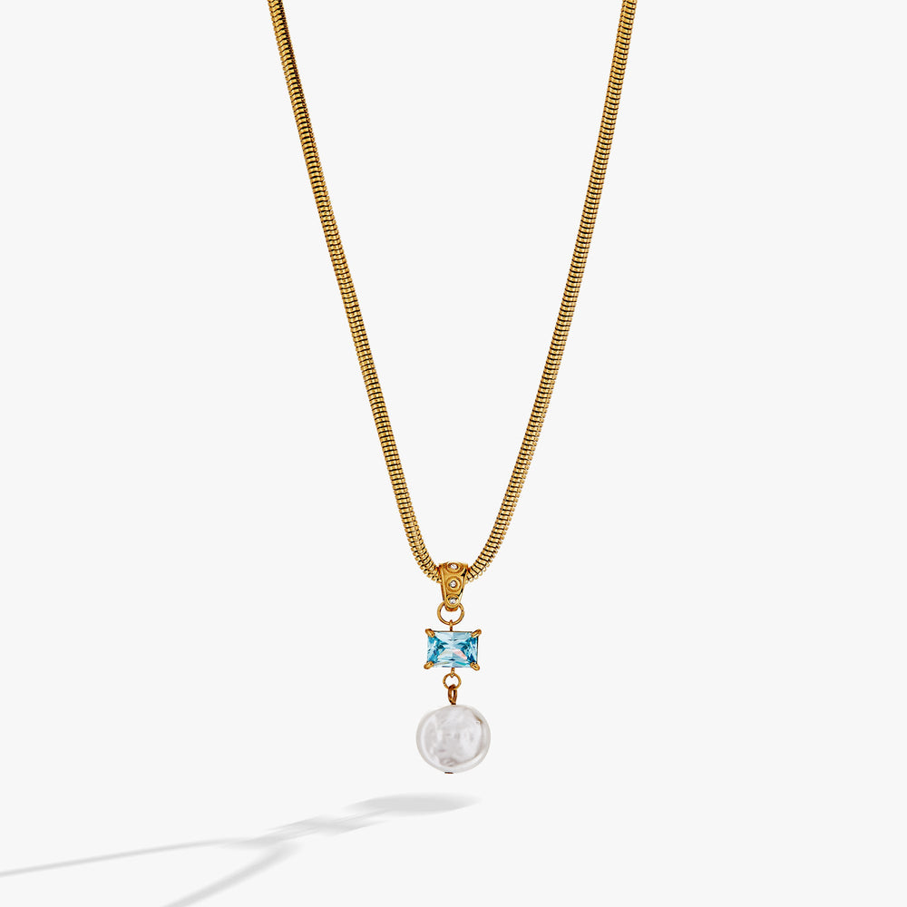 Coin Pearl Drop Pendant Necklace Stainless Steel Gold | Alex and Ani