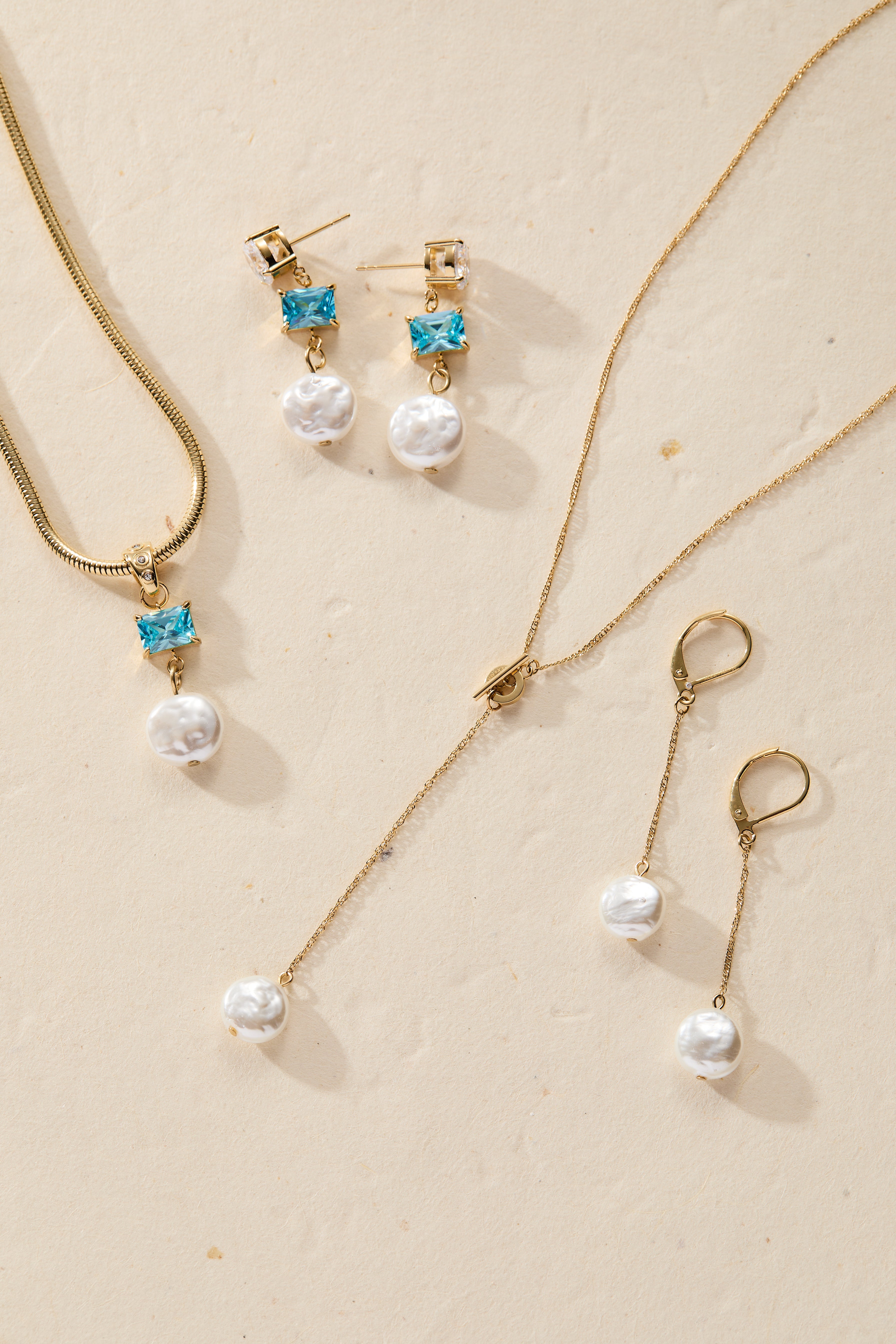 Coin Pearl Drop Pendant Necklace Stainless Steel Gold | Alex and Ani