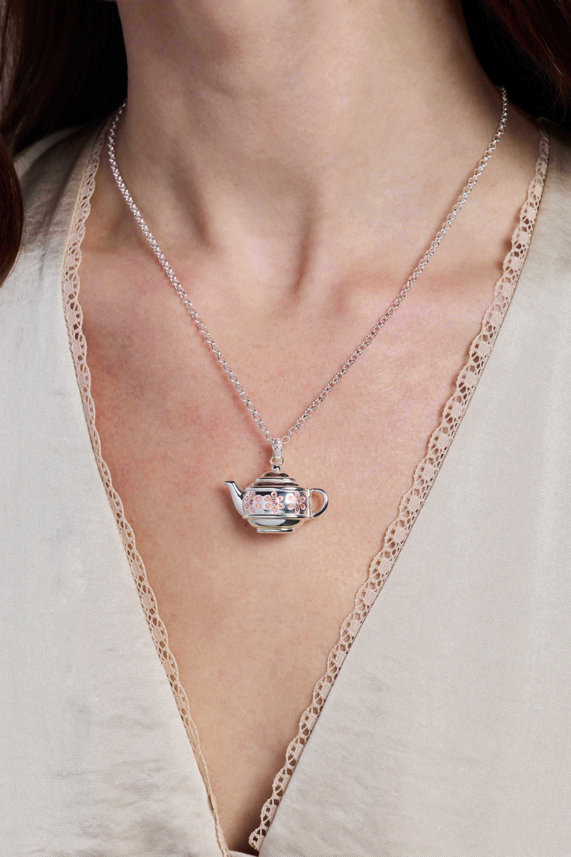Teapot Locket Necklace Pendant Silver | Alex and Ani