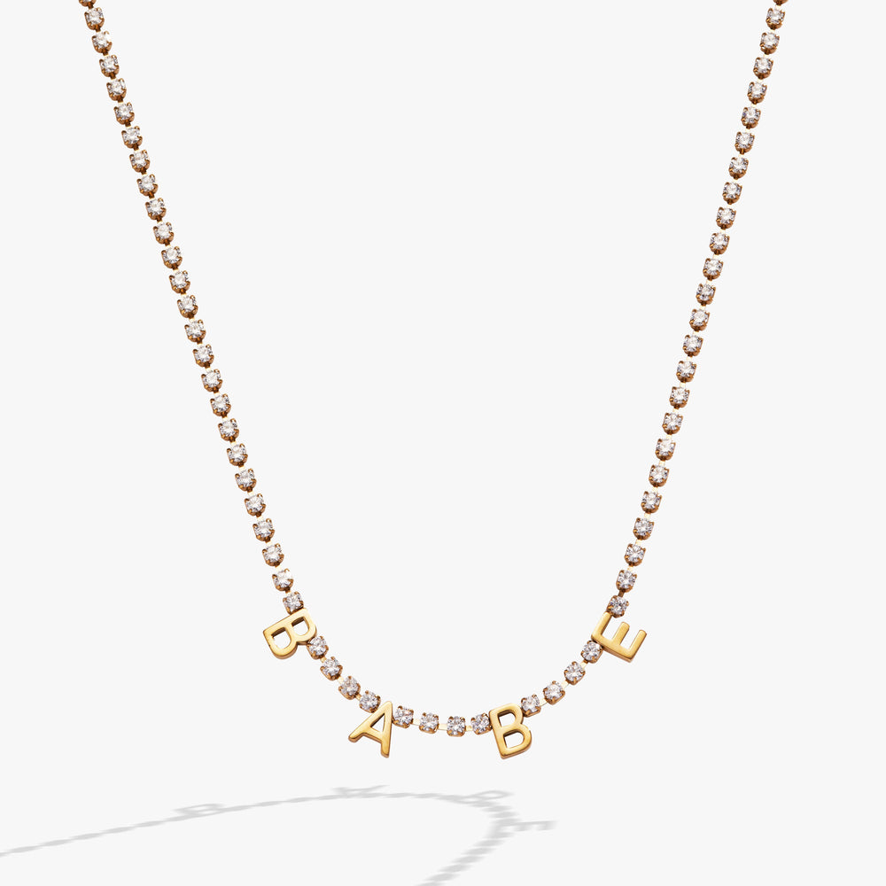 Babe Tennis Chain Necklace Stainless Steel Gold | Alex and Ani