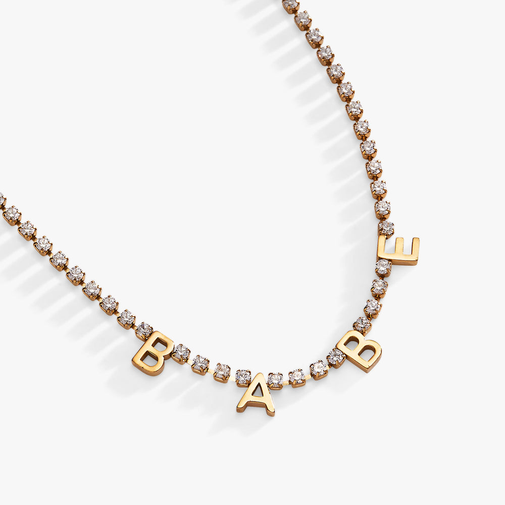 Babe Tennis Chain Necklace Stainless Steel Gold | Alex and Ani