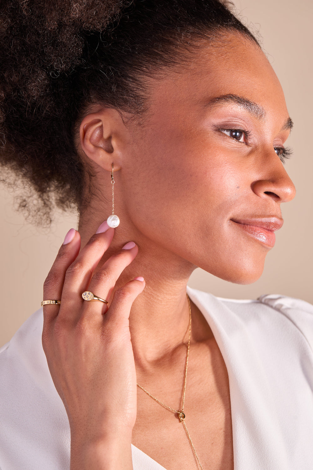 Coin Pearl Lever Back Earring Stainless Steel Gold | Alex and Ani