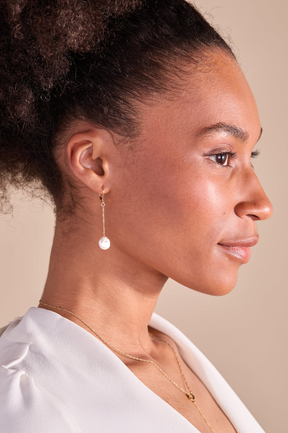 Coin Pearl Lever Back Earring Stainless Steel Gold | Alex and Ani