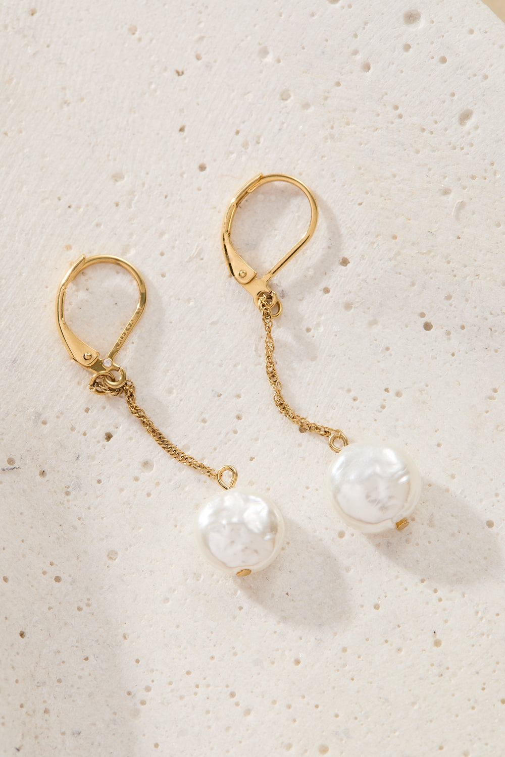 Coin Pearl Lever Back Earring Stainless Steel Gold | Alex and Ani