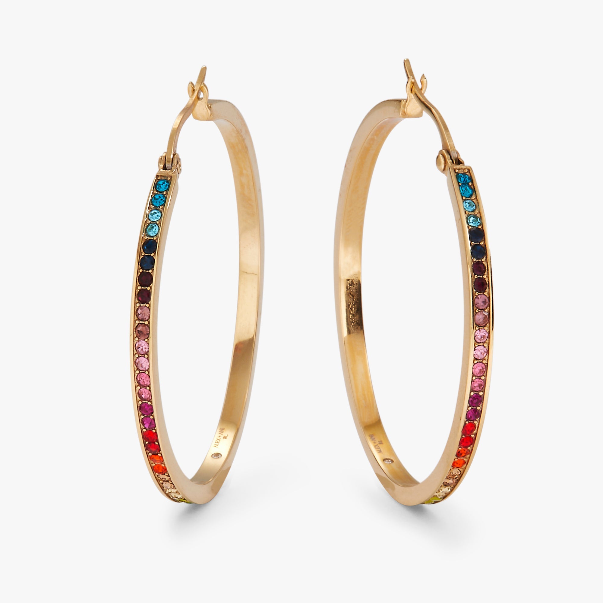 Rainbow Ombre Pave Hoop Stainless Steel Gold | Alex and Ani