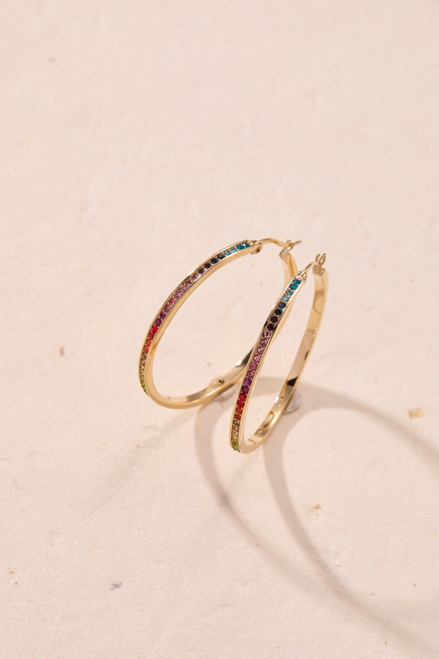 Rainbow Ombre Pave Hoop Stainless Steel Gold | Alex and Ani