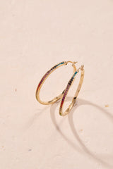 Rainbow Ombre Pave Hoop Stainless Steel Gold | Alex and Ani