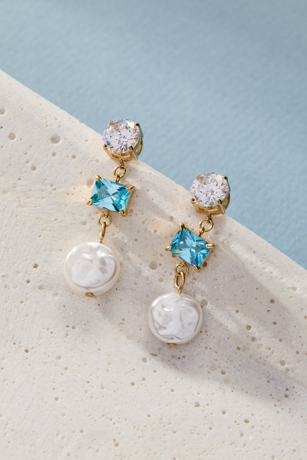 Coin Pearl Triple Drop Earring Stainless Steel Gold | Alex and Ani