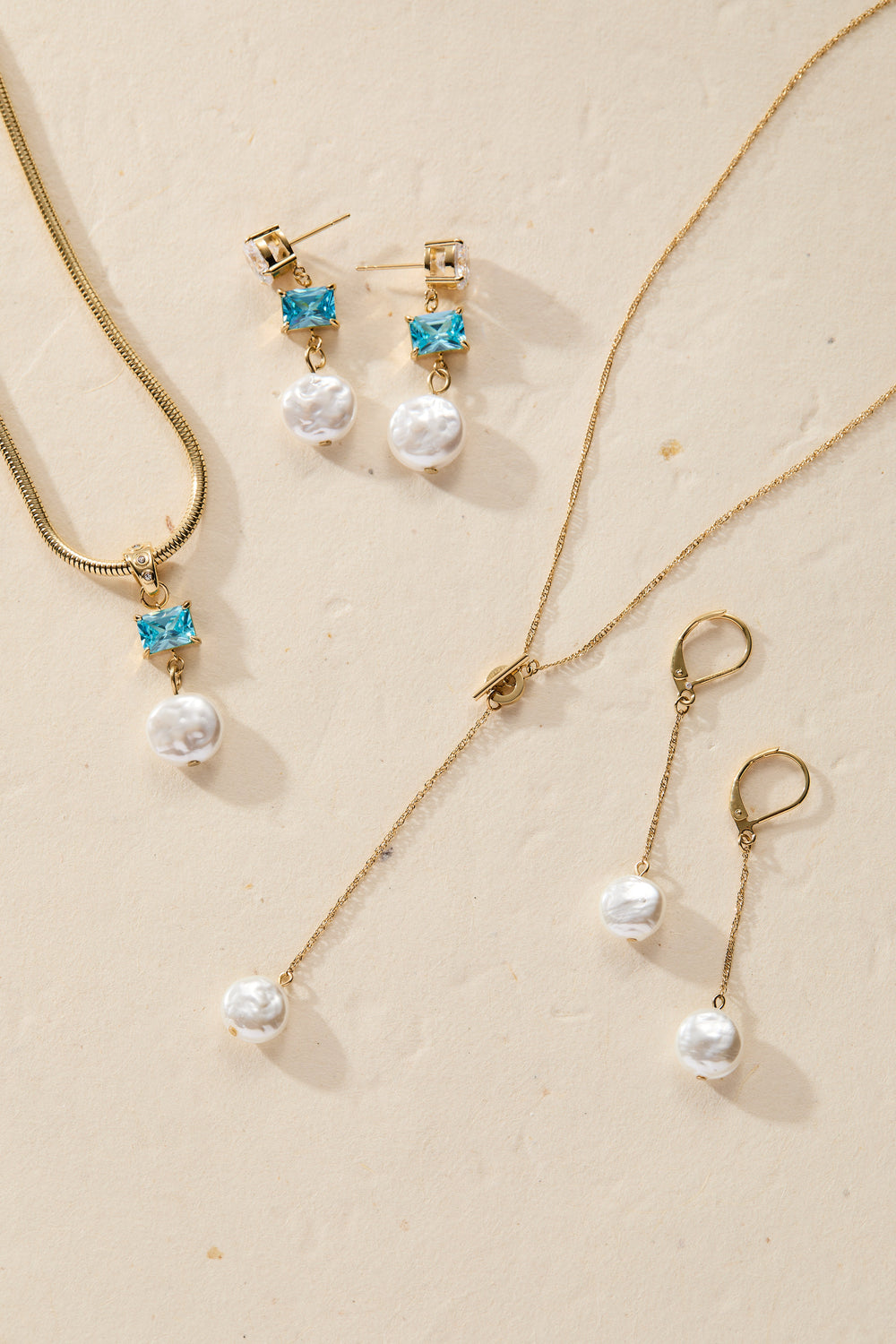 Coin Pearl Triple Drop Earring Stainless Steel Gold | Alex and Ani