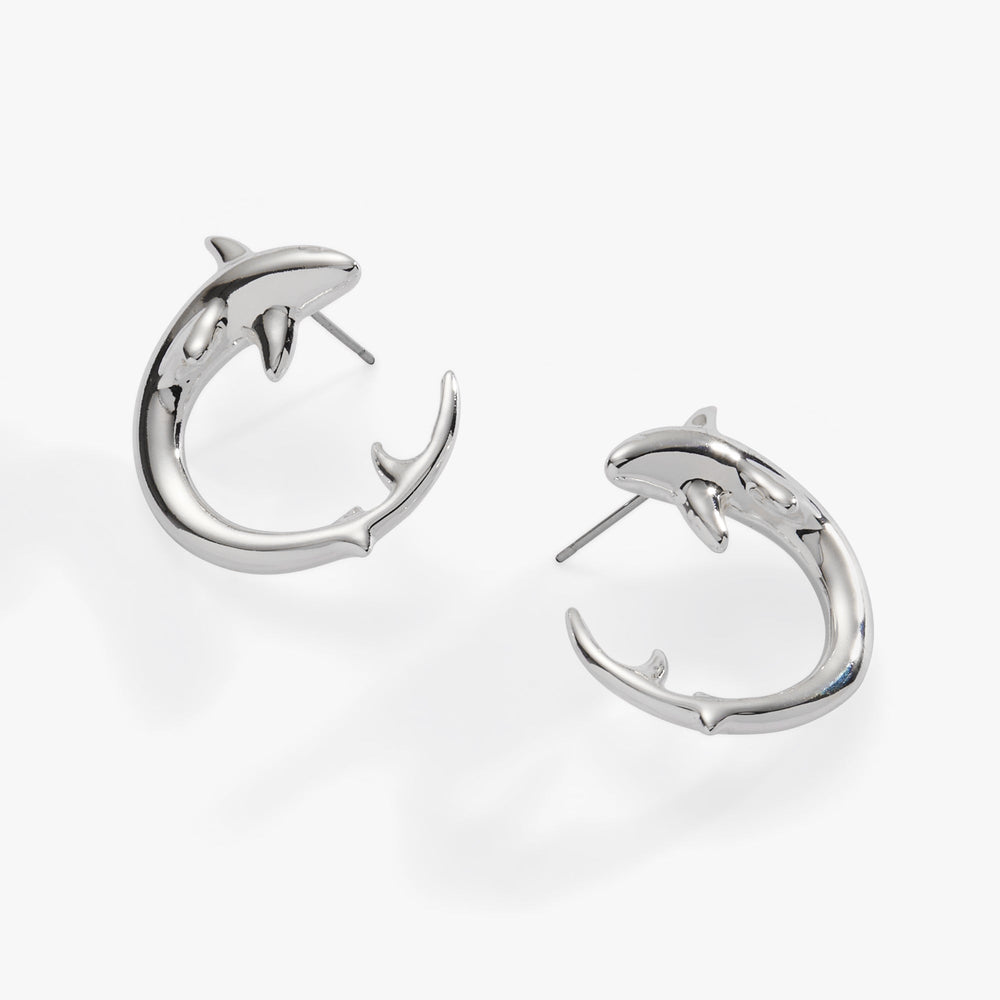 Shark Hoop Earring Silver | Alex and Ani