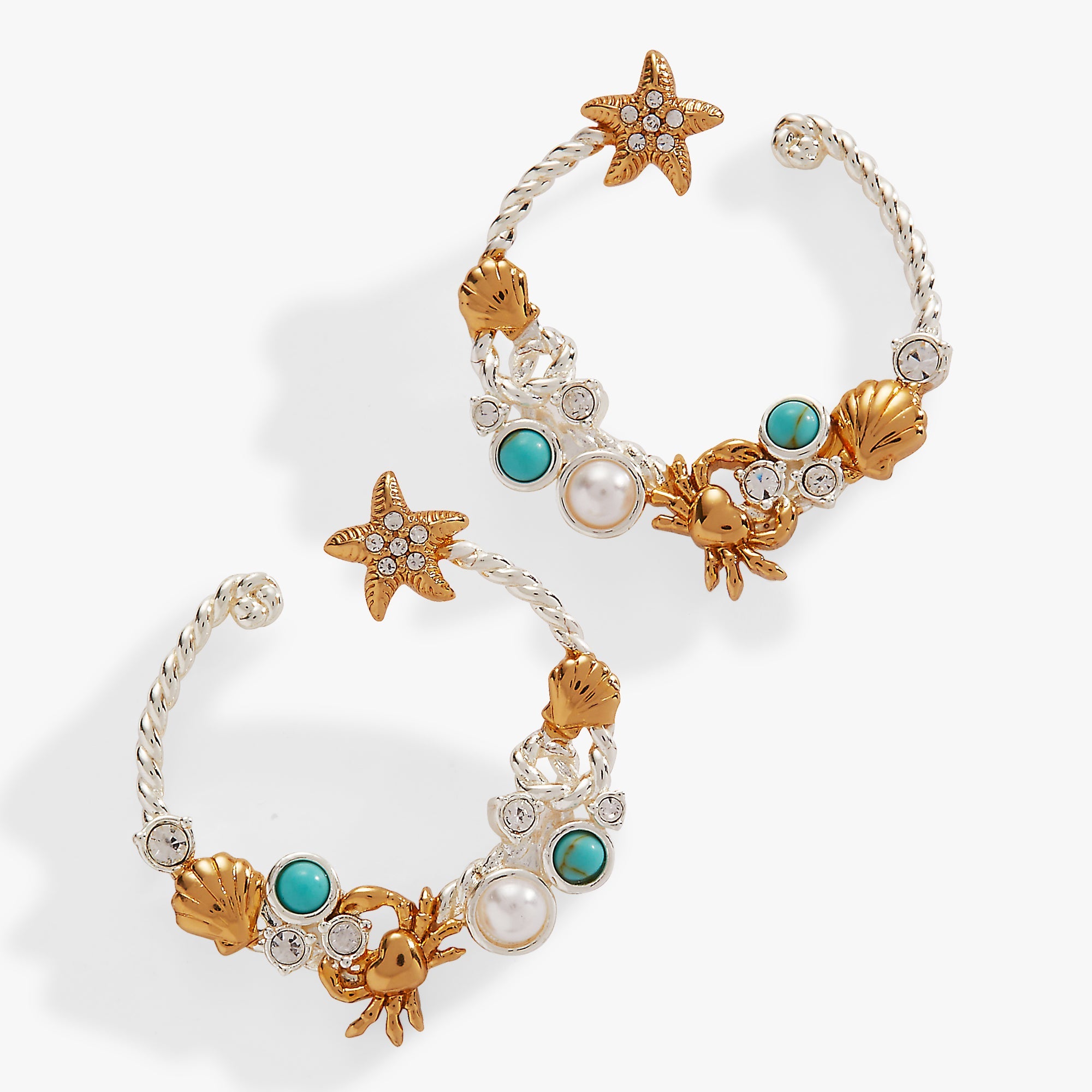 Whimsical Seaside Rope Hoop Earring Two Tone - Stainless Steel | Alex and Ani