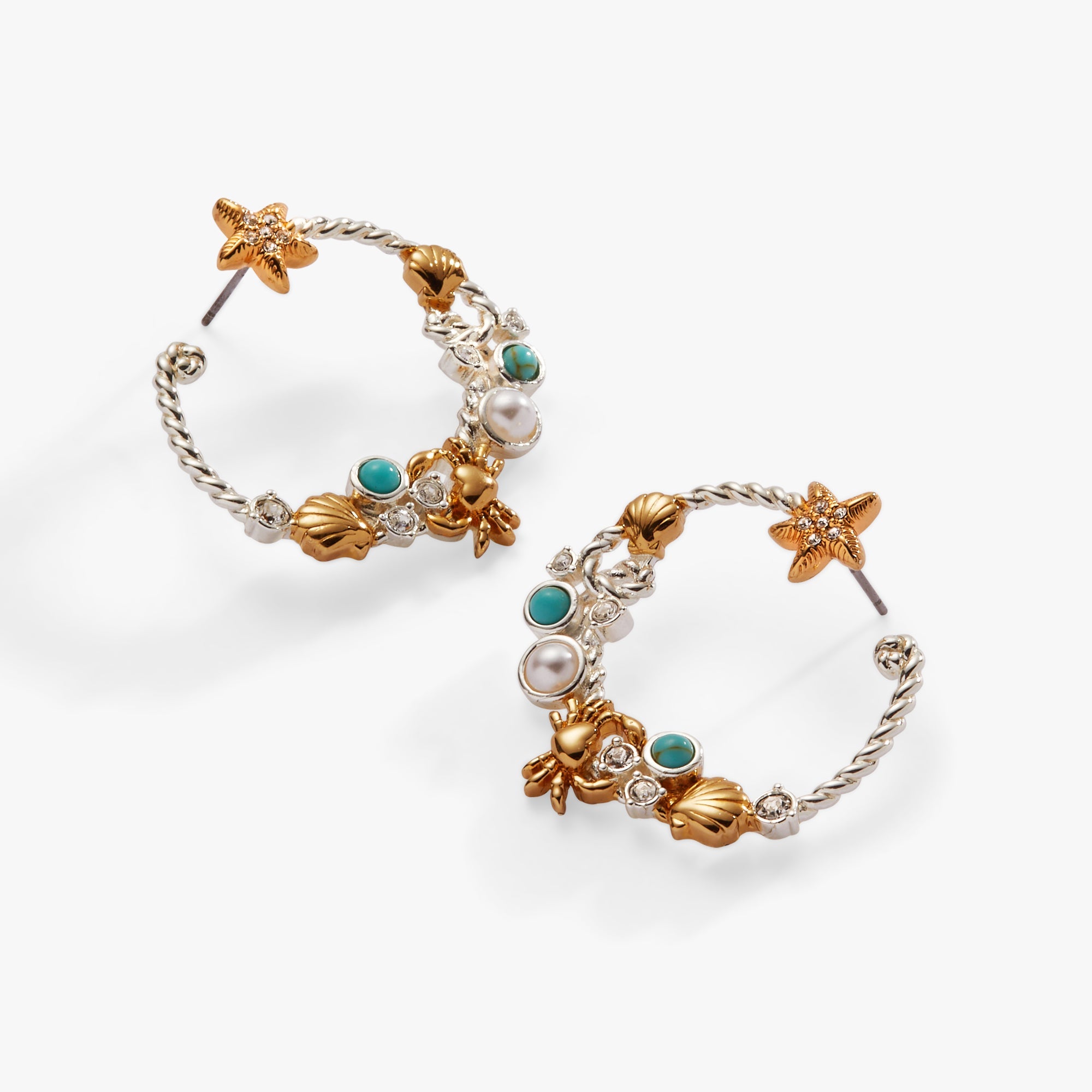 Whimsical Seaside Rope Hoop Earring Two Tone - Stainless Steel | Alex and Ani