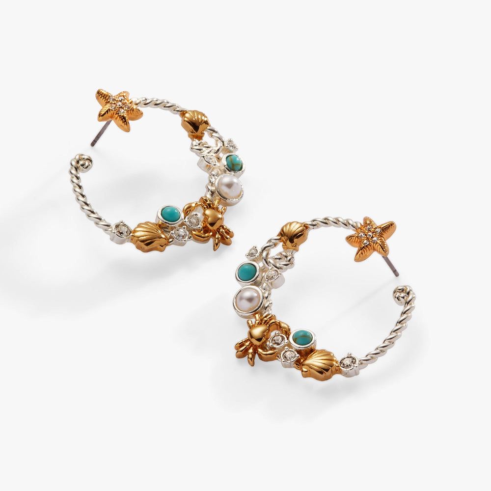 Whimsical Seaside Rope Hoop Earring Two Tone - Stainless Steel | Alex and Ani