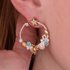 Whimsical Seaside Rope Hoop Earring Two Tone - Stainless Steel | Alex and Ani