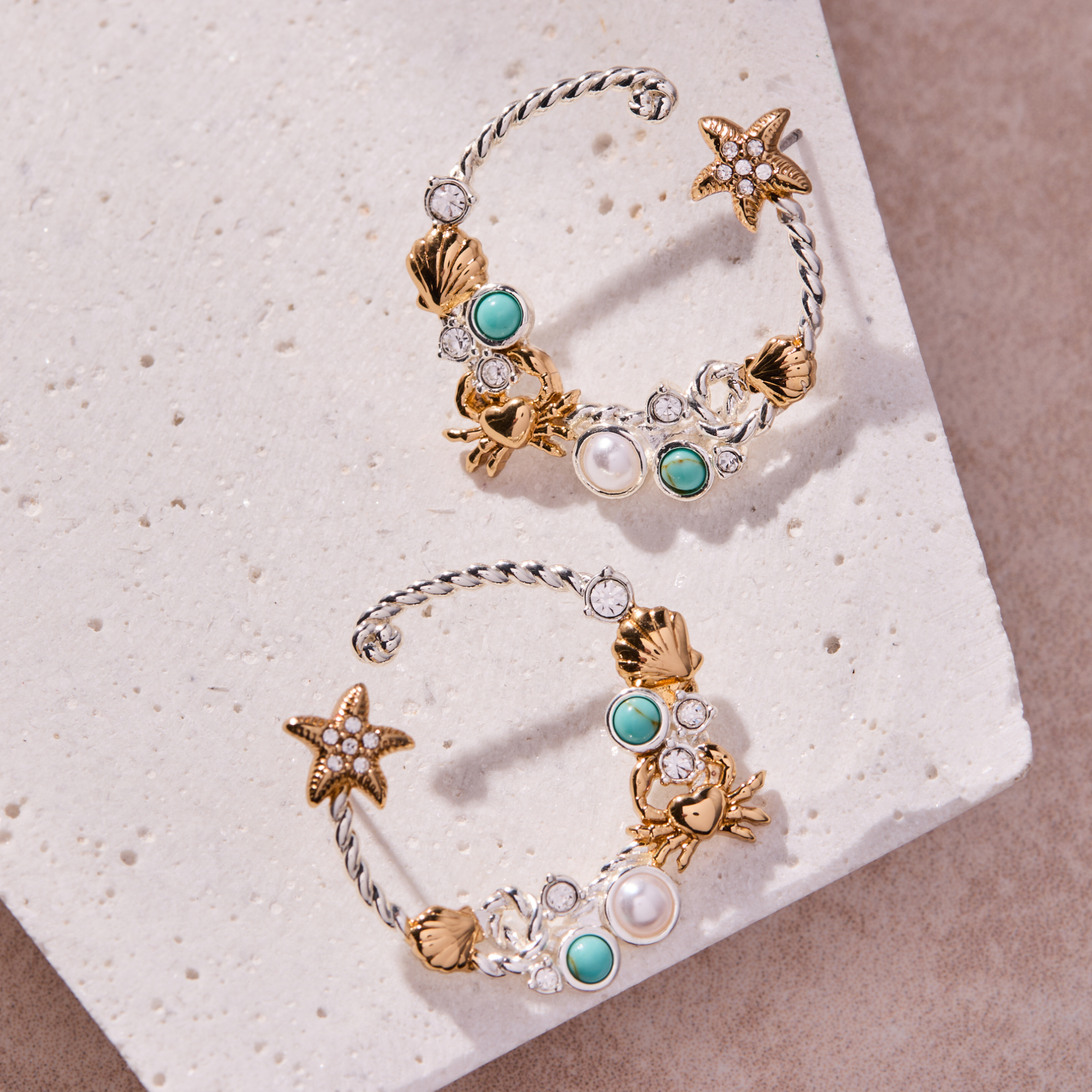 Whimsical Seaside Rope Hoop Earring Two Tone - Stainless Steel | Alex and Ani