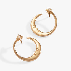 Crecent Moon Hoop Earrings Gold | Alex and Ani