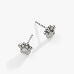 Paw Print Mini Stud Earrings Stainless Steel Silver | Alex and Ani