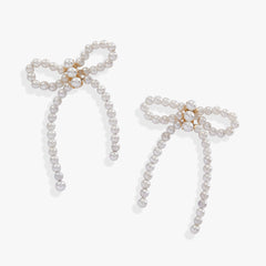 Mother of Pearl Bow Earrings Stainless Steel Gold | Alex and Ani