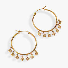 Princess Cut Stone Hoops Stainless Steel Gold | Alex and Ani