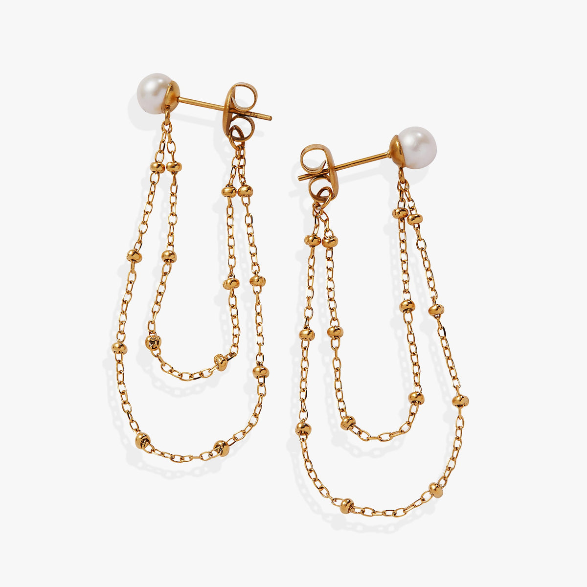 Freshwater Pearl Front-and-Back Earrings Stainless Steel Gold | Alex and Ani