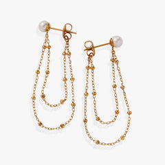 Freshwater Pearl Front-and-Back Earrings Stainless Steel Gold | Alex and Ani