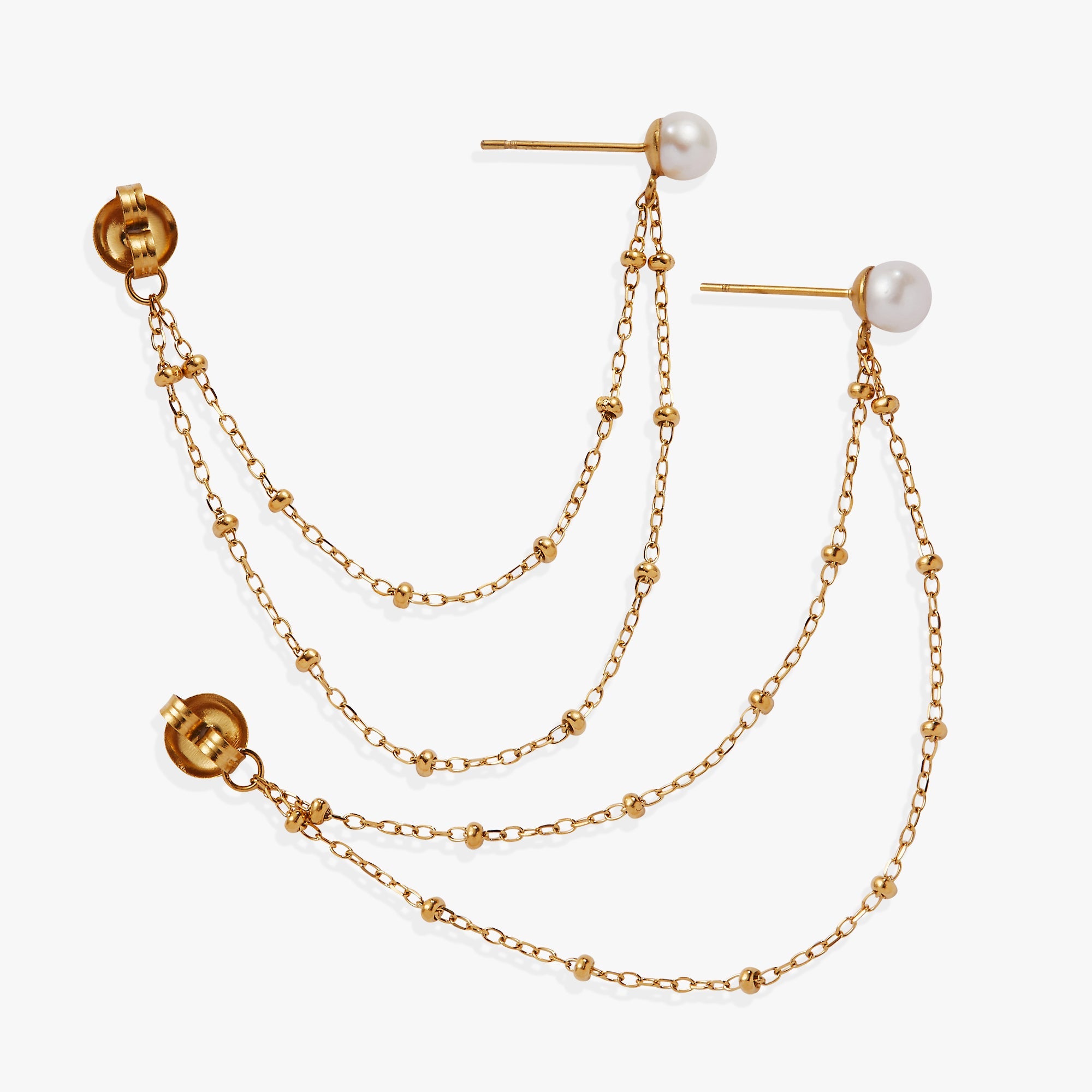 Freshwater Pearl Front-and-Back Earrings Stainless Steel Gold | Alex and Ani